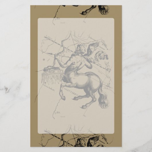 Sagittarius Constellation Map Engraving Hevelius Briefpapier (Voorkant)