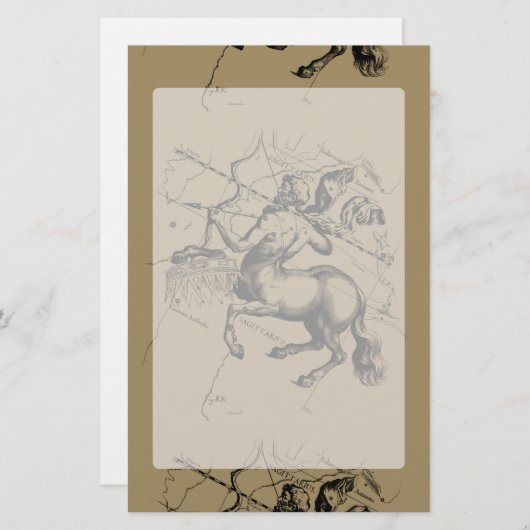 Sagittarius Constellation Map Engraving Hevelius Briefpapier (Voorkant / Achterkant)