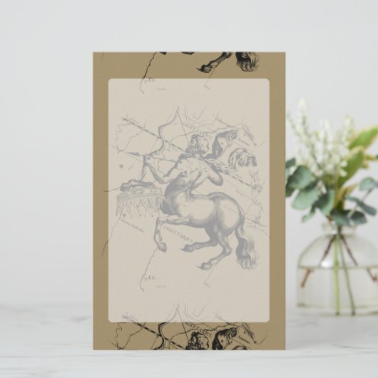 Sagittarius Constellation Map Engraving Hevelius Briefpapier (Staand voorkant)