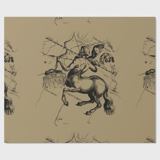 Sagittarius Constellation Map Engraving Hevelius Cadeaupapier (Vlak)