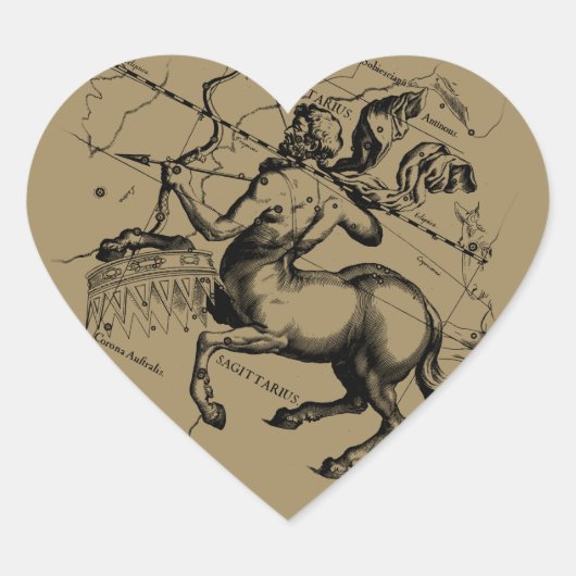 Sagittarius Constellation Map Engraving Hevelius Hart Sticker (Voorkant)