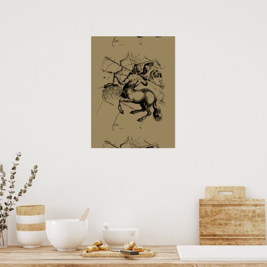 Sagittarius Constellation Map Engraving Hevelius Poster (Keuken)