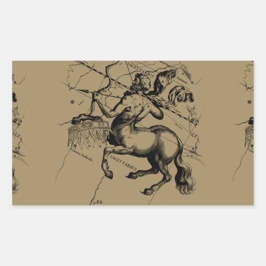 Sagittarius Constellation Map Engraving Hevelius Rechthoekige Sticker (Voorkant)