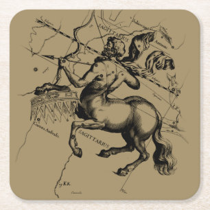 Sagittarius Constellation Map Hevelius 1690 Kartonnen Onderzetters