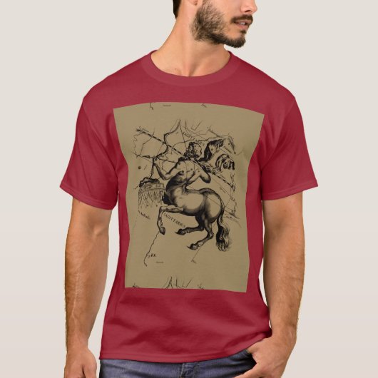 Sagittarius Constellation Map Hevelius 1690 T-shirt (Voorkant)
