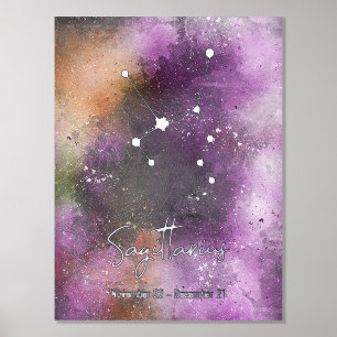 Sagittarius Constellation Zodiac Sign PurpleGalaxy Folie Afdrukken