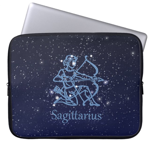 Sagittarius Constellation & Zodiac Sign with Stars Laptop Sleeve (Voorkant)