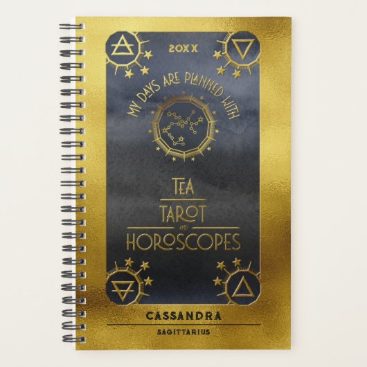 Sagittarius Dark Zodiac: Tea Tarot Horoscoop Goud Planner (Voorkant)