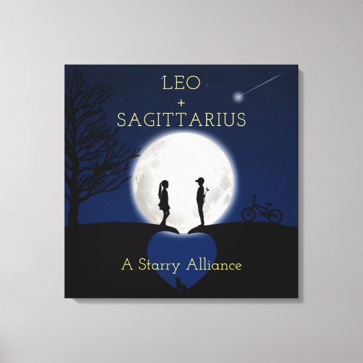 Sagittarius en Leo Zodiac Star Sign Moon Canvas (Voorkant)