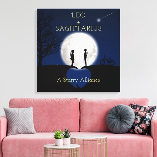 Sagittarius en Leo Zodiac Star Sign Moon Canvas Afdruk (Insitu (Woonkamer))
