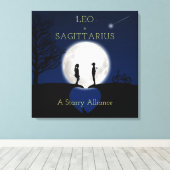 Sagittarius en Leo Zodiac Star Sign Moon Canvas Afdruk (Insitu (Houten vloer))