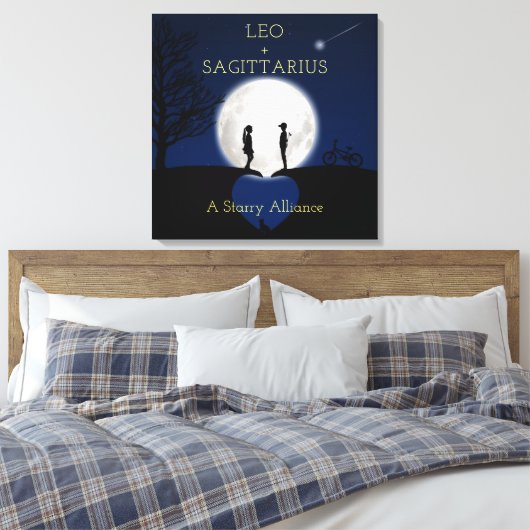 Sagittarius en Leo Zodiac Star Sign Moon Canvas Afdruk (Insitu (Slaapkamer))