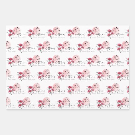 Sagittarius Floral Wrapping Paper Sheets (Voorkant)