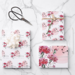 Sagittarius Floral Wrapping Paper Sheets