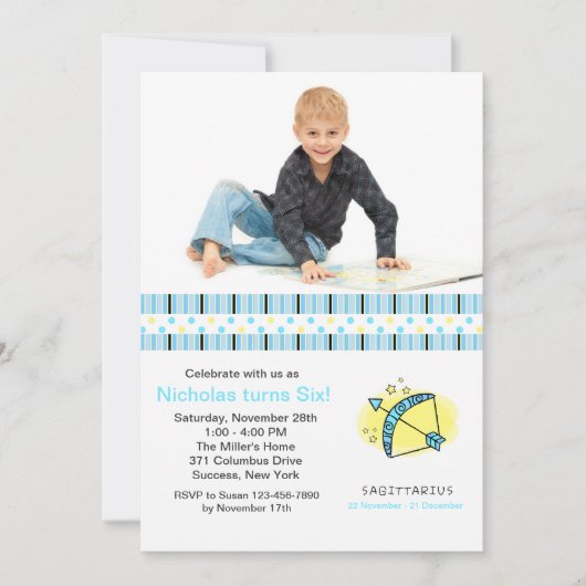 Sagittarius Foto van Birthday Party Kaart (Voorkant)