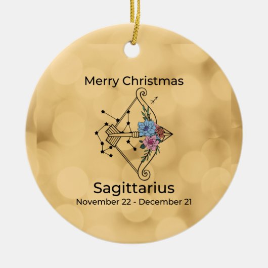 Sagittarius  geïnspireerd kerstsierfeest keramisch ornament (Voorkant)