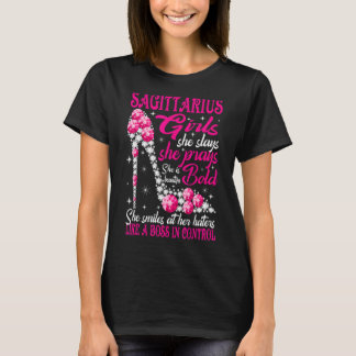Sagittarius Girl als een baas in de diamant T-shirt