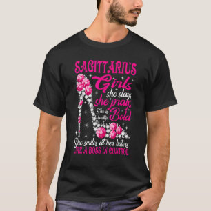 Sagittarius Girl als een baas in de diamant T-shirt