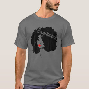 Sagittarius Girl Zodiac Afro Queen Black Women Bir T-shirt