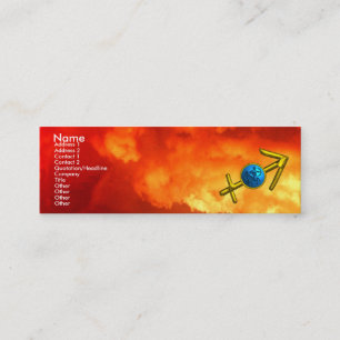 SAGITTARIUS Gold Blue Zodiac Birthday Jewel Red Mini Visitekaartje