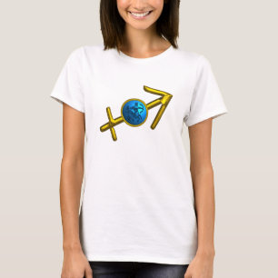 SAGITTARIUS, GOLD BLUE ZODIAC BIRTHDAY SIGN JEWEL T-SHIRT