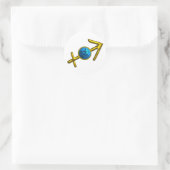 SAGITTARIUS, GOLD BLUE ZODIAC BIRTHDAY SIGN RONDE STICKER (Tas)