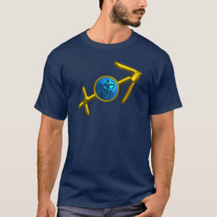 SAGITTARIUS, GOLD BLUE ZODIAC BIRTHDAY SIGN T-SHIRT