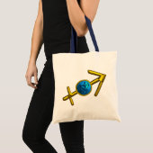 SAGITTARIUS, GOLD BLUE ZODIAC BIRTHDAY SIGN TOTE BAG (Voorkant (product))