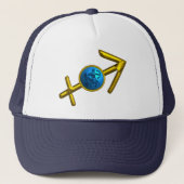 SAGITTARIUS, GOLD BLUE ZODIAC BIRTHDAY SIGN TRUCKER PET (Voorkant)