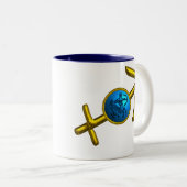 SAGITTARIUS, GOLD BLUE ZODIAC BIRTHDAY SIGN TWEEKLEURIGE KOFFIEMOK (Voorkant rechts)
