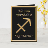 Sagittarius Gold Symbol Black Birthday Greeting Kaart (Gele Bloem)