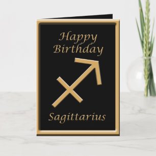 Sagittarius Gold Symbol Black Birthday Greeting Kaart
