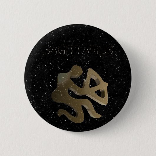 Sagittarius golden sign ronde button 5,7 cm (Voorkant)