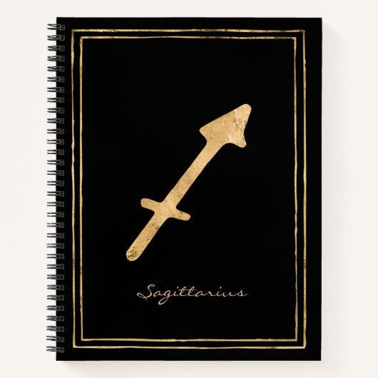 Sagittarius hammered goud gestileerde astrologie n notitieboek (Voorkant)