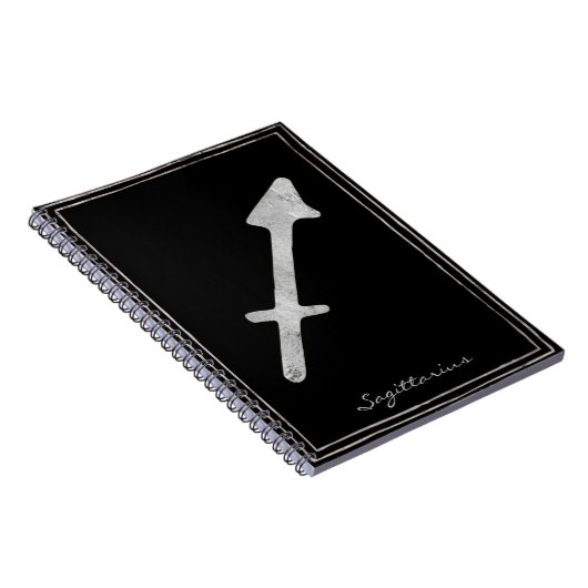 Sagittarius hammered zilver gestileerde astrologie notitieboek (Rechterzijde)