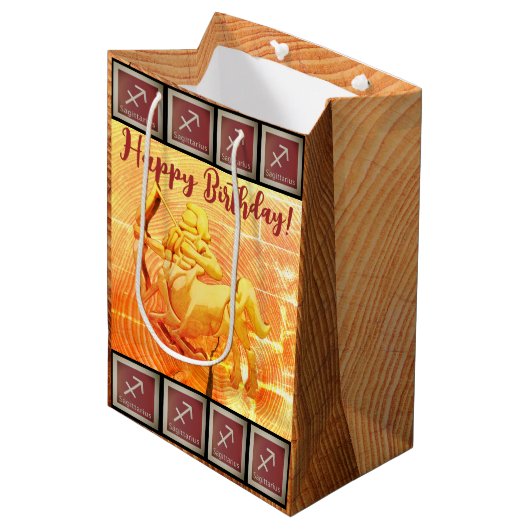Sagittarius - Happy Birthday Medium Gift Bag Medium Cadeauzakje (Voorkant Gekanteld)