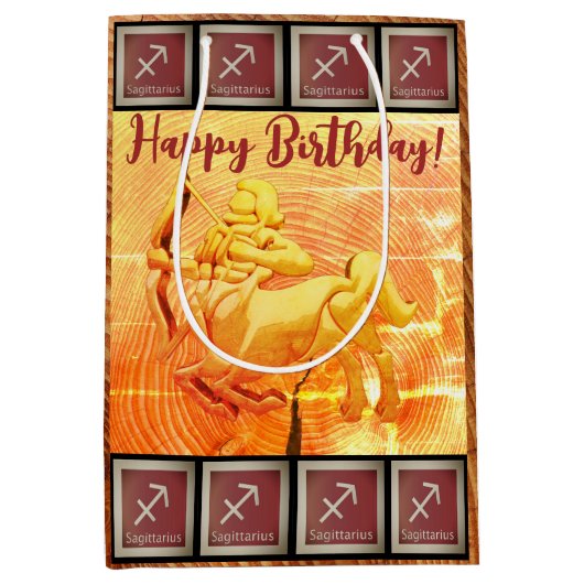 Sagittarius - Happy Birthday Medium Gift Bag Medium Cadeauzakje (Voorkant)