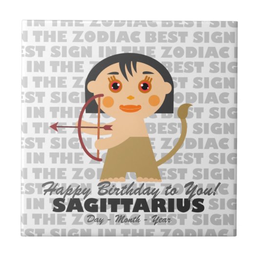 Sagittarius Happy Birthday Tegeltje (Voorkant)