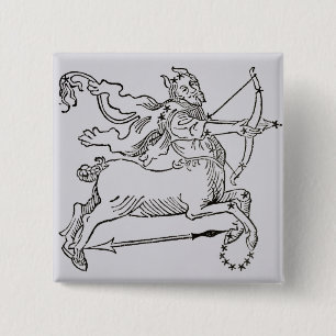 Sagittarius (het Centrum) een illustratie van het Vierkante Button 5,1 Cm