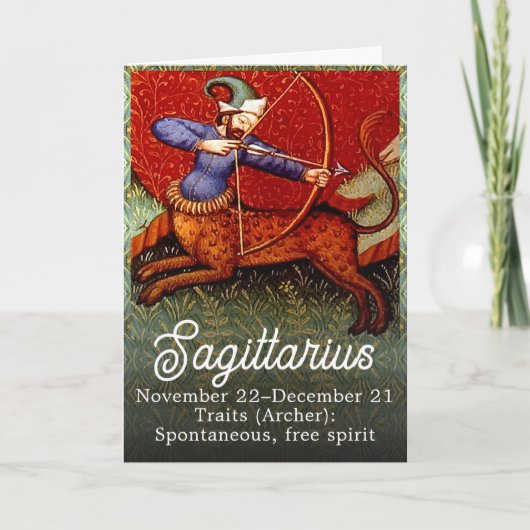 Sagittarius Horoscope Zodiac Medieval Art Birthday Kaart (Voorkant)