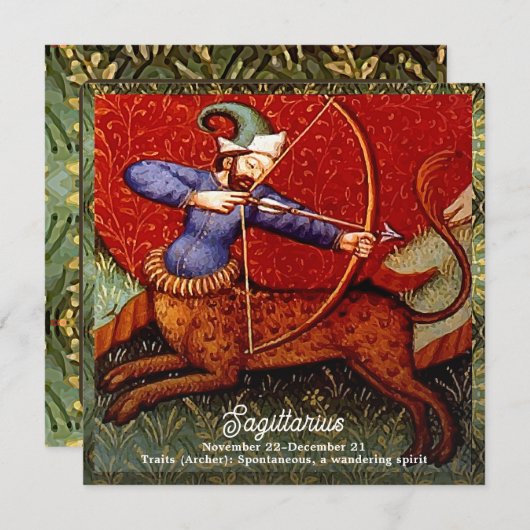 Sagittarius Horoscope Zodiac Medieval Art Birthday Kaart (Voorkant / Achterkant)