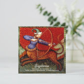 Sagittarius Horoscope Zodiac Medieval Art Birthday Kaart (Staand voorkant)
