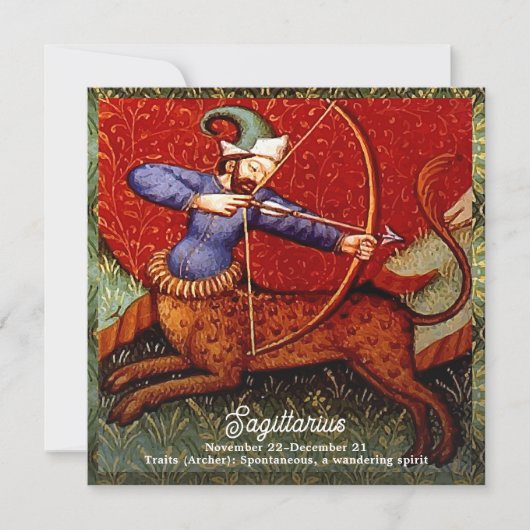 Sagittarius Horoscope Zodiac Medieval Art Birthday Kaart (Voorkant)