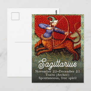 Sagittarius Horoscope Zodiac Medieval Art Briefkaart