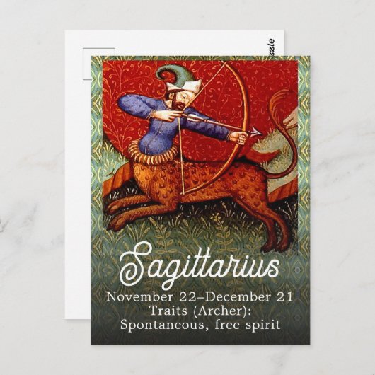 Sagittarius Horoscope Zodiac Medieval Art Briefkaart (Voorkant / Achterkant)