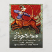 Sagittarius Horoscope Zodiac Medieval Art Briefkaart (Voorkant)