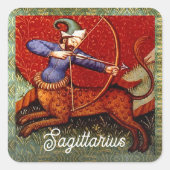 Sagittarius Horoscope Zodiac Medieval Art Vierkante Sticker (Voorkant)