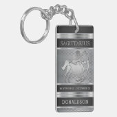 Sagittarius ♐ in Black en Silver Mesh Sleutelhanger (Voorkant Links)