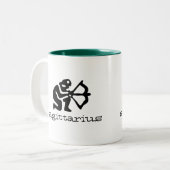 Sagittarius in het zwart tweekleurige koffiemok (Voorkant links)
