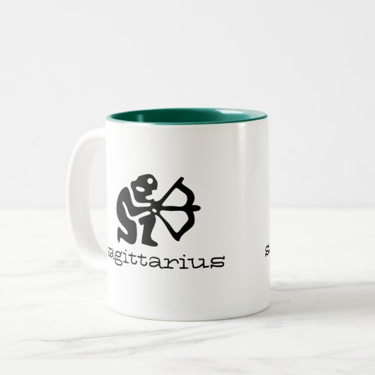 Sagittarius in het zwart tweekleurige koffiemok (Voorkant links)